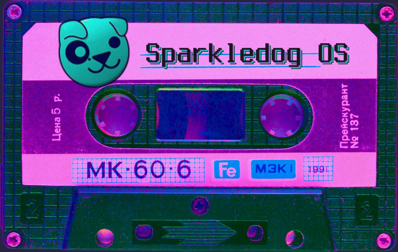 A fictional cassette tape for Sparkledog OS