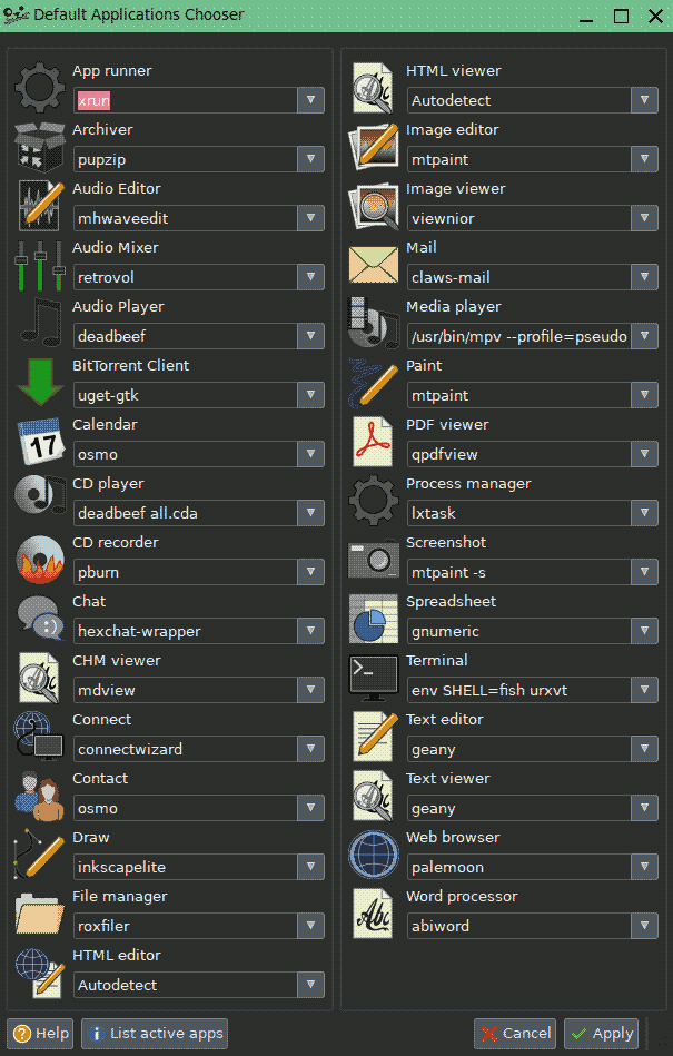 application chooser with choices for every app under the sun