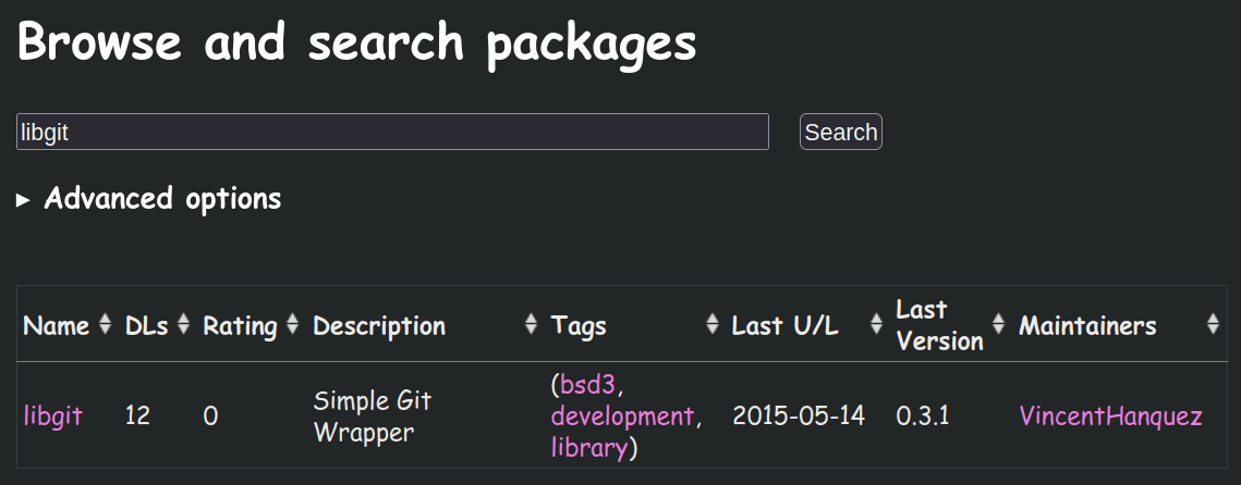 libgit search results in hackage